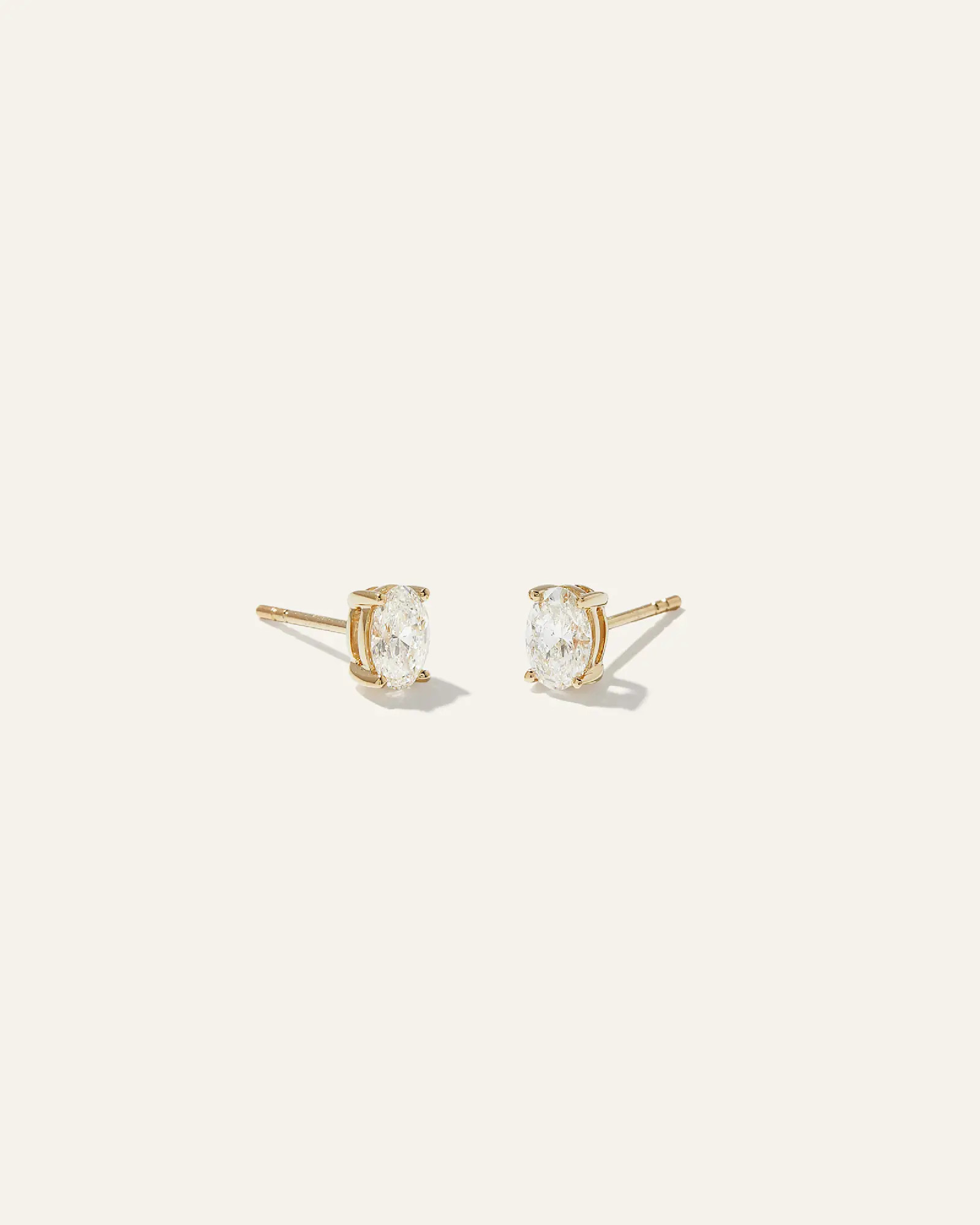 14k Gold Lab Grown Diamond Oval Solitaire Studs in Yellow Gold | Quince