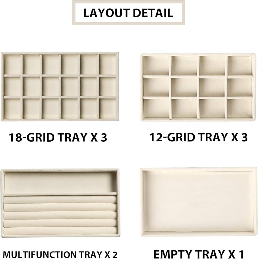 Frebeauty Jewelry Organizer Tray,Stackable Velvet Jewelry Trays,Drawer Inserts Earring Organizer ... | Amazon (US)