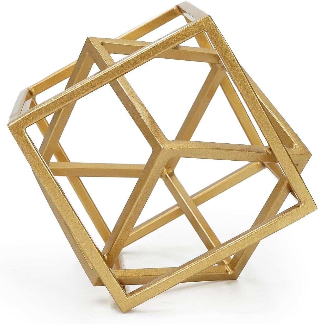 DreamsEden Geometric Sculpture, Metal Cube Decorative Ornaments Golden Home Decor Accent | Amazon (US)