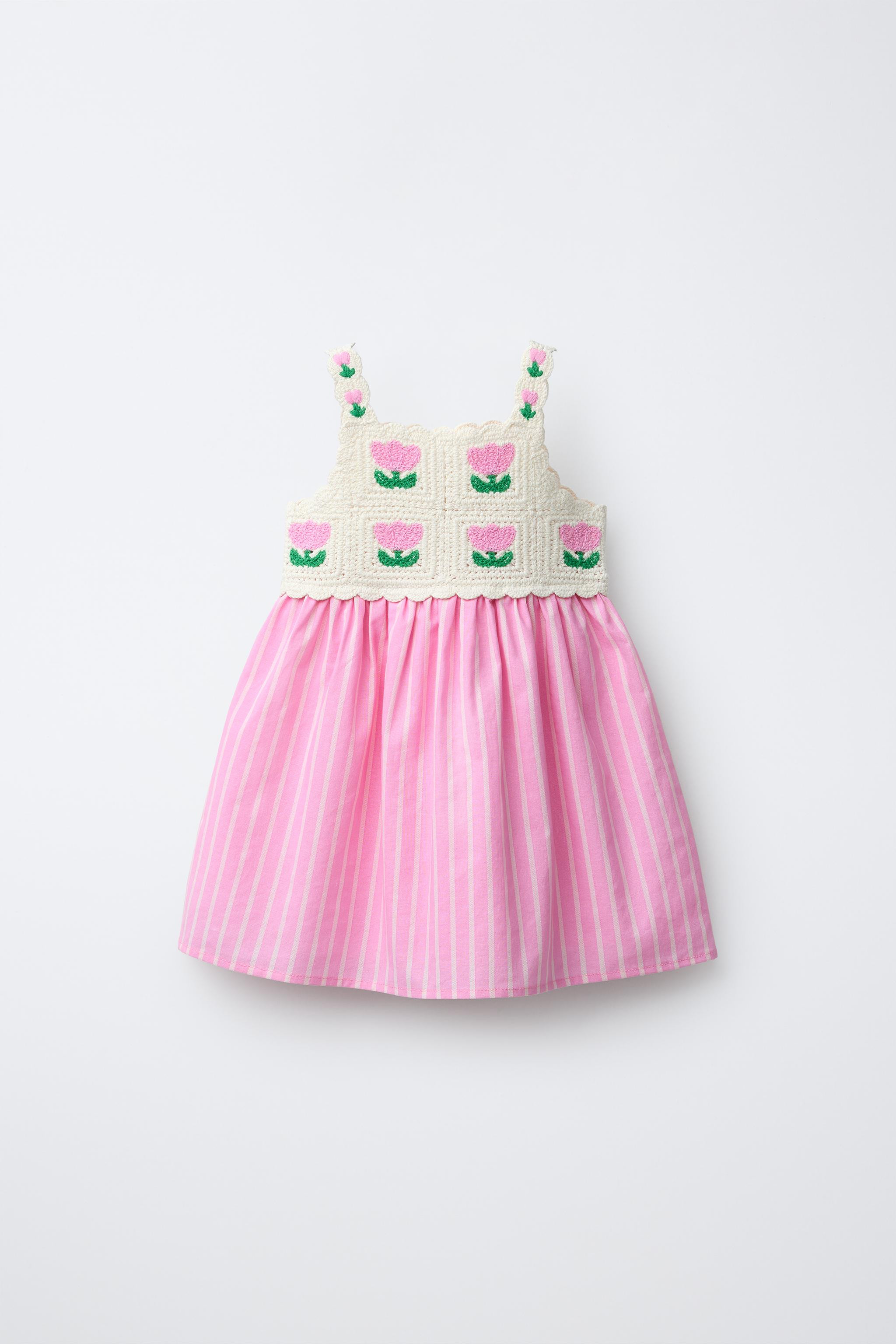 CROCHET KNIT FLORAL DRESS | Zara US