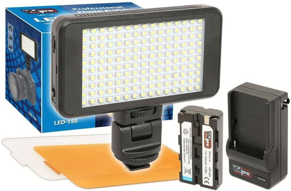 Vidpro LED-150 Photo and Video Light Kit - On Camera Panel LED Light - Adjustable and Dimmable Li... | Amazon (US)