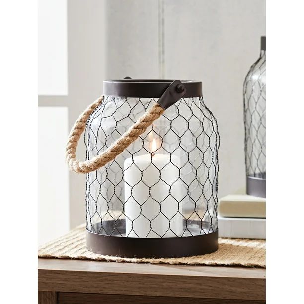 Better Homes & Gardens Metal Candle Holder Lantern with Rope, Bronze - Walmart.com | Walmart (US)