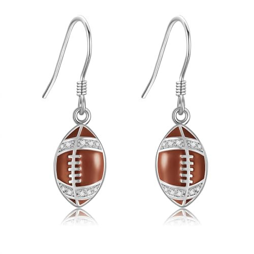 YFN Sterling Silver Football Dangle Drop Earrings - Football Lovers Gifts, Jewelry for Women | Amazon (US)