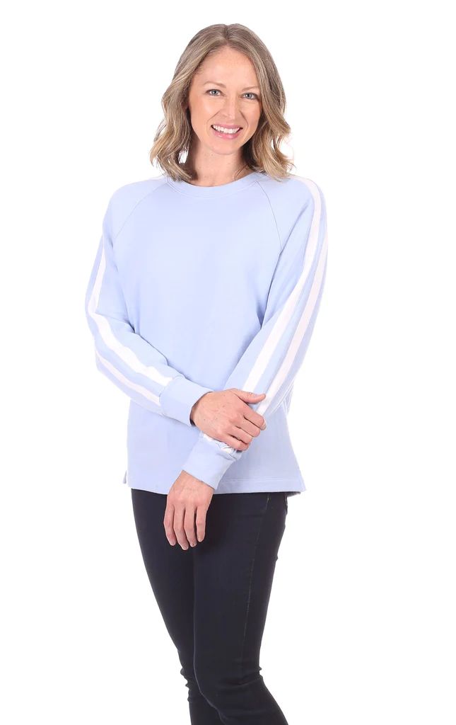 Elsie Pullover in Ice with White | Duffield Lane