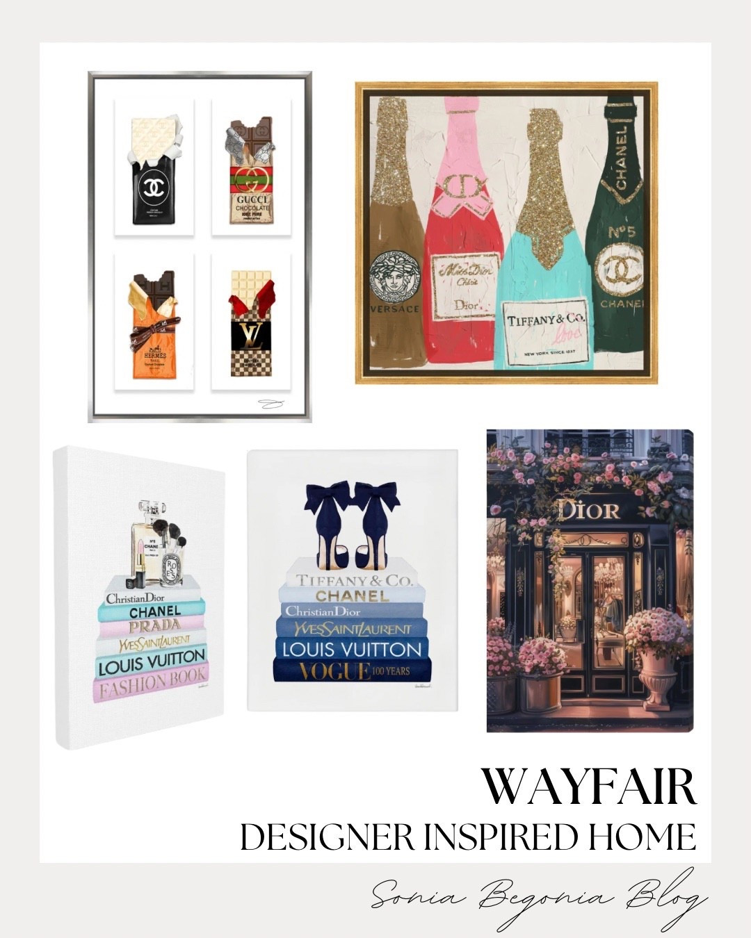 Wayfair Designer Art! ✨

Elevate your home aesthetic with these chic, designer-inspired canvas finds from Wayfair! 🖼️

I am obsessed with the high-fashion, glamorous vibe of these art pieces. From the creative designer-branded chocolate bars and glittery champagne bottles to the elegant navy bow heels perched on a stack of luxury books, these additions bring instant sophistication. I love how the rich colors and playful "Dior" storefront print create a curated, high-end look that is perfect for any office or glam room refresh!

#WayfairHome
#DesignerInspired
#WallArt
#HomeDecor
#WayfairFinds
#GlamHome
#InteriorDesign
#AestheticHome
#BlueDecor
#HomeStyling
#LTKHome
#WayfairStyle
#HomeRefresh
#ChicHome
#BudgetFriendly

#LTKHome