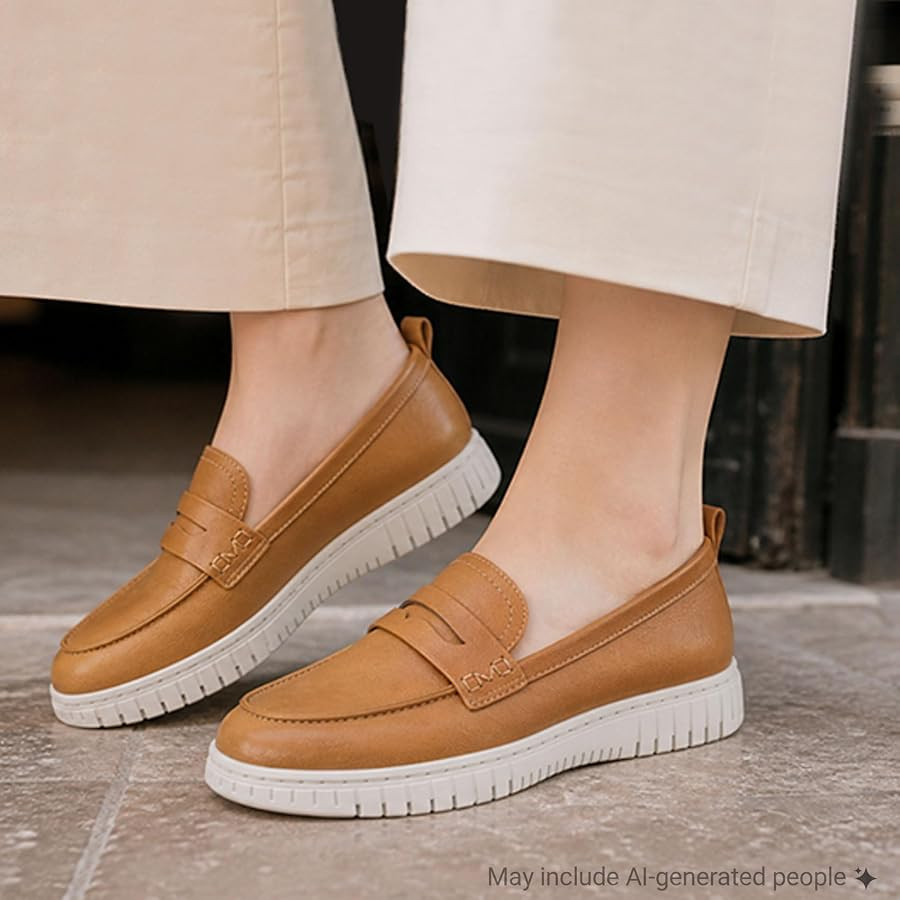 FITORY Loafers for Women Dress Shoes Slip On Platform Flats Work Walking | Amazon (US)
