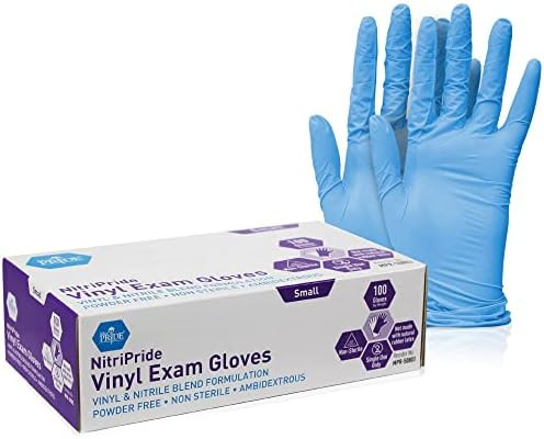Med PRIDE NitriPride Nitrile-Vinyl Blend Exam Glove, Small 100 - Powder Free, Latex Free & Rubber Fr | Amazon (US)