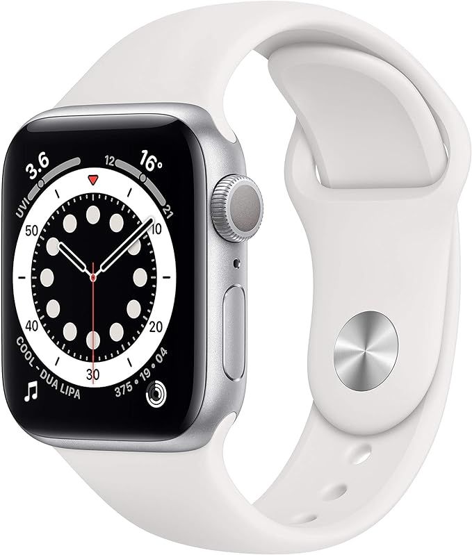 Apple Watch Series 6 GPS, 40mm Silver Aluminium Case with White Sport Band - Regular | Amazon (UK)
