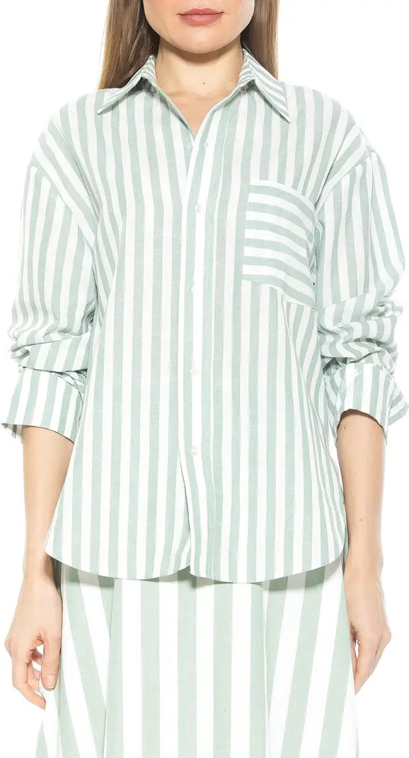 Tammi Oversize Stripe Boyfriend Button-Up Shirt | Nordstrom Rack