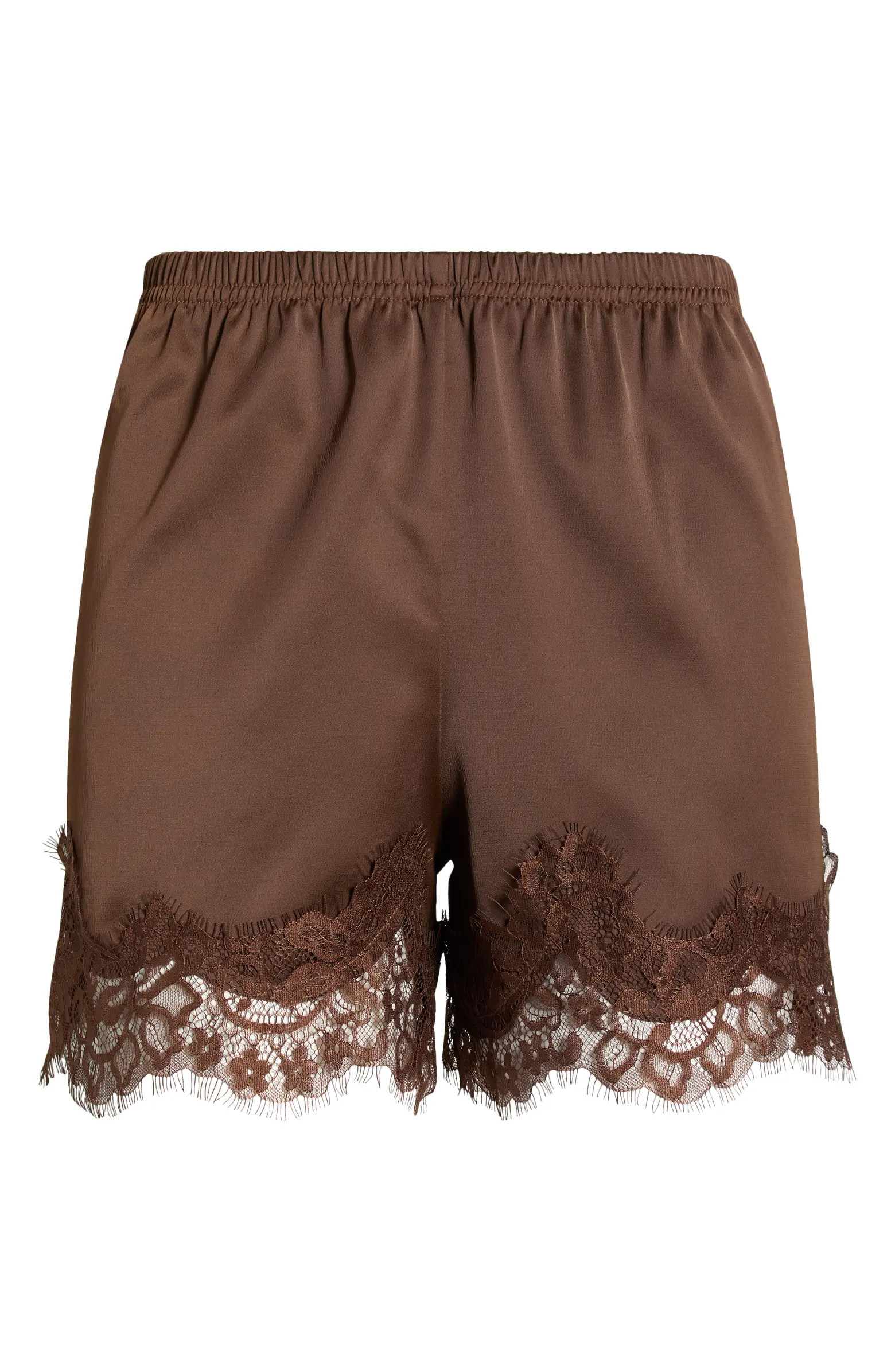 Open Edit Lace Trim Satin Shorts | Nordstrom | Nordstrom