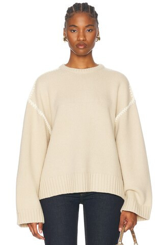 Toteme Embroidered Wool Cashmere Knit Sweater in Beige | FWRD 