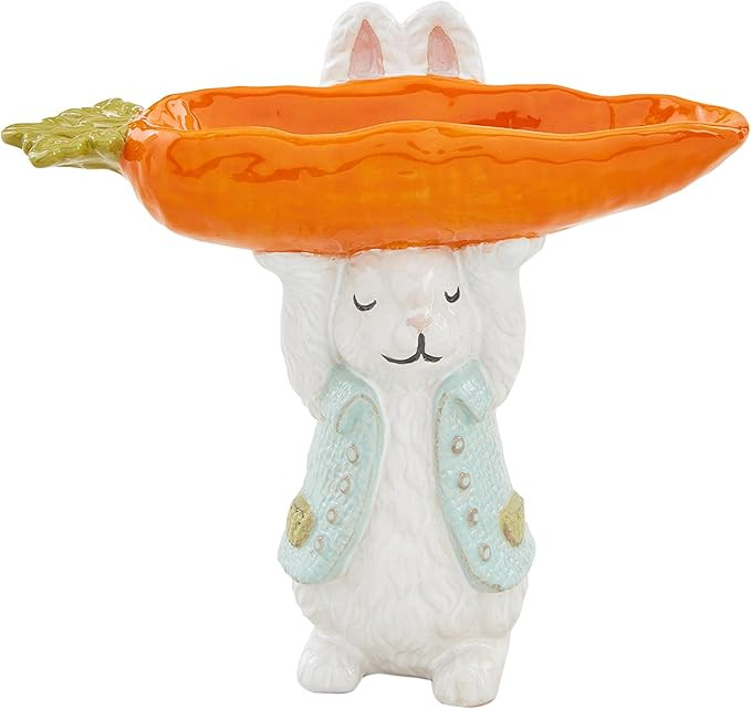 Mud Pie Bunny Carrot Candy Pedestal; 7" x 7" | Amazon (US)