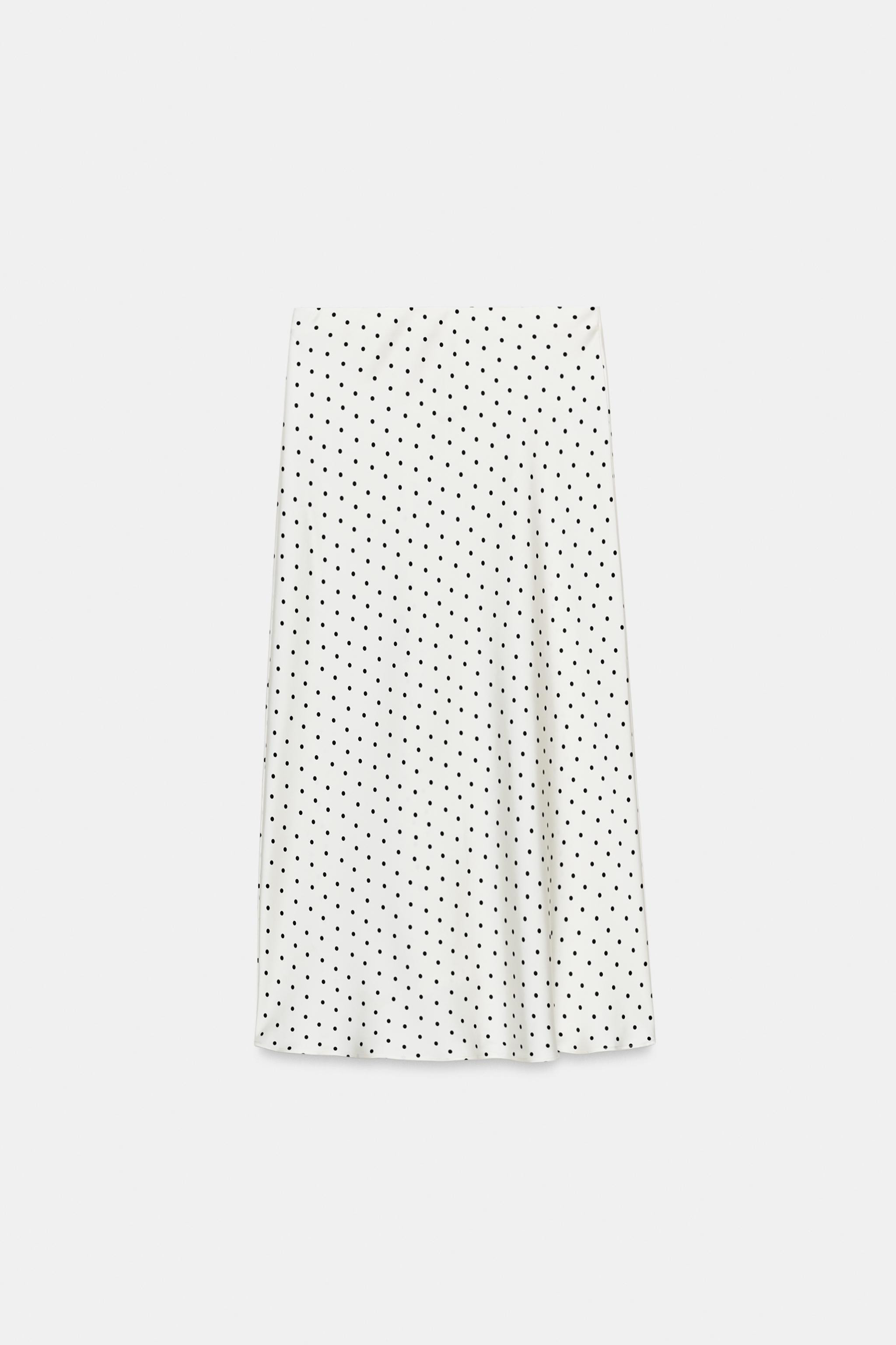 POLKA DOT SATIN EFFECT MIDI SKIRT | Zara US