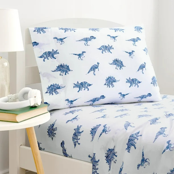 Gap Home Kids Dino Toss Organic Cotton Blend Sheet Set, Twin, Navy, 3-Pieces - Walmart.com | Walmart (US)