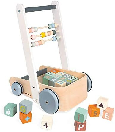 Janod Sweet Cocoon Push Pull ABC Block Cart with 20 Alphabet Blocks for 1 Year + (J04408) | Amazon (US)