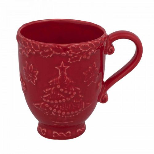 Bordallo Pinheiro Christmas Mug (Special Order) - Red - 4.5 in. h 3.7 in. w 5.1 in. l | Gracious Style