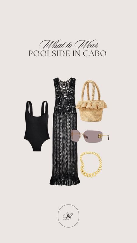 What to wear in Cabo 🌞 This maxi coverup dress is a vacation must-have! Also, who doesn’t LOVE a classic black one-piece swimsuit? Pair the look with a pair of Miu Miu sunnies and a cute straw tote!

Cabo outfit, pool coverup, Miami outfit, black one-piece swimsuit, straw tote, gold necklace, Miu Miu sunglasses, beach outfit, vacation outfit, beach coverup 

#LTKstyletip #LTKswim #LTKtravel