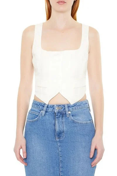 Notched Button-Up Crop Top | Forever 21