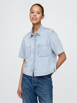 UltraSoft Cropped Denim Shirt | Gap (US)