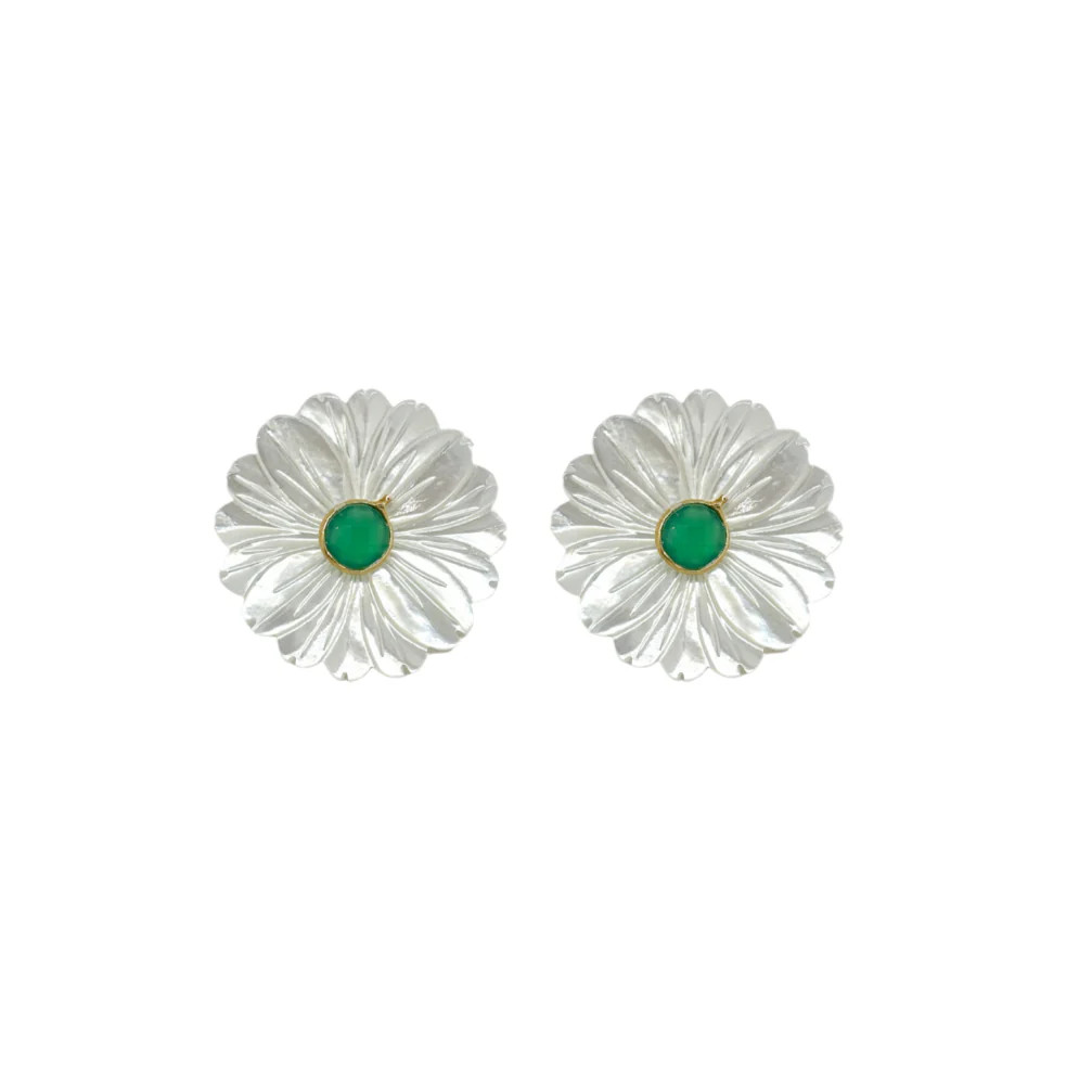 Fleur Mother of Pearl & Emerald Earrings | M Donohue Collection