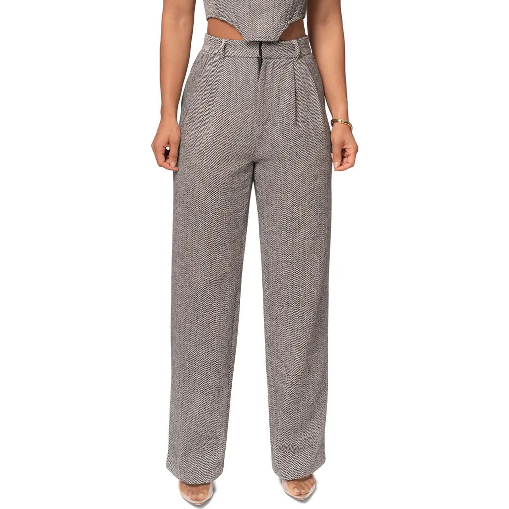 JLUXLABEL Herringbone Tweed Pants in Grey at Nordstrom, Size Small | Nordstrom