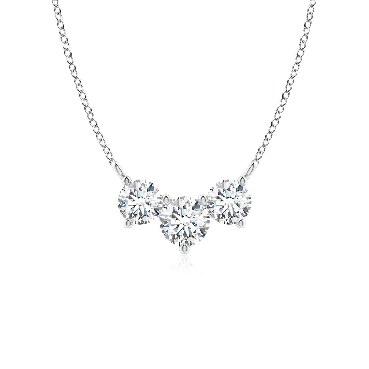 Classic Trio Round Lab-Grown Diamond Necklace | Angara Inc.