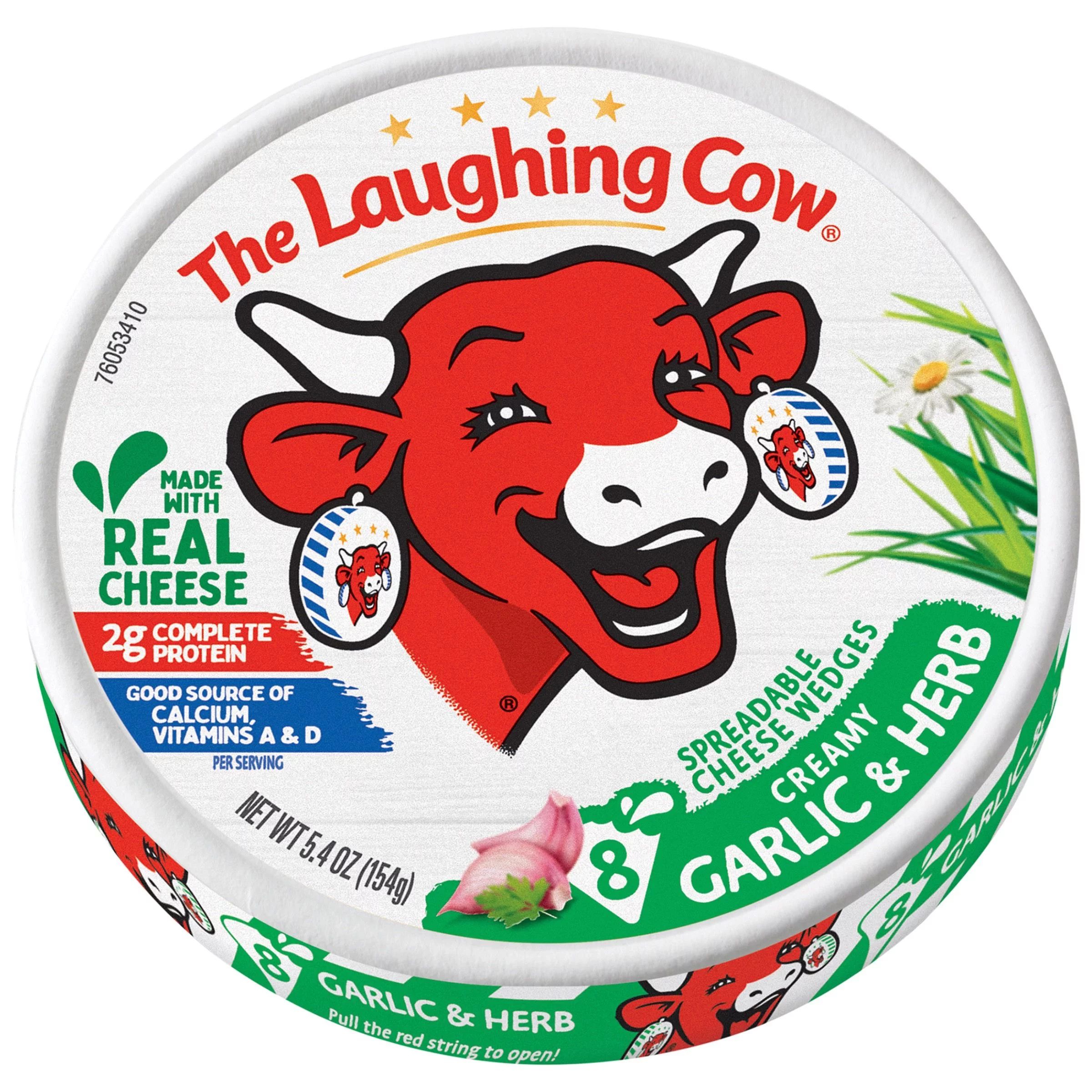 The Laughing Cow Garlic and Herb Spreadable Cheese Wedge, 5.4 oz Box. Refrigerated | Walmart (US)