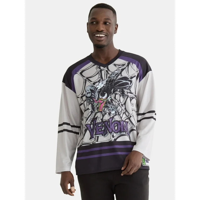 Marvel Venom Men's & Big Men's Graphic Hockey Jersey with Long Sleeves, Sizes XS-3XL | Walmart (US)