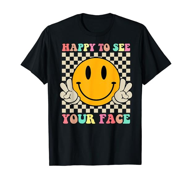 Happy To See Your Hippie Smile Face Back To School Teachers T-Shirt | Amazon (US)
