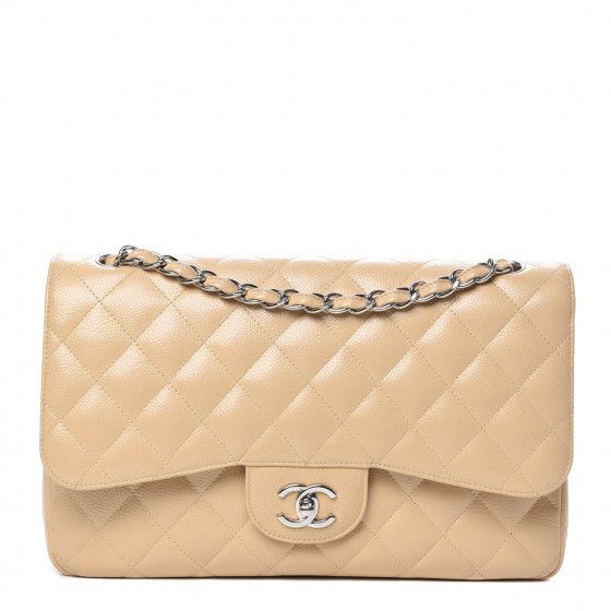 Caviar Quilted Jumbo Double Flap Beige Clair | Fashionphile