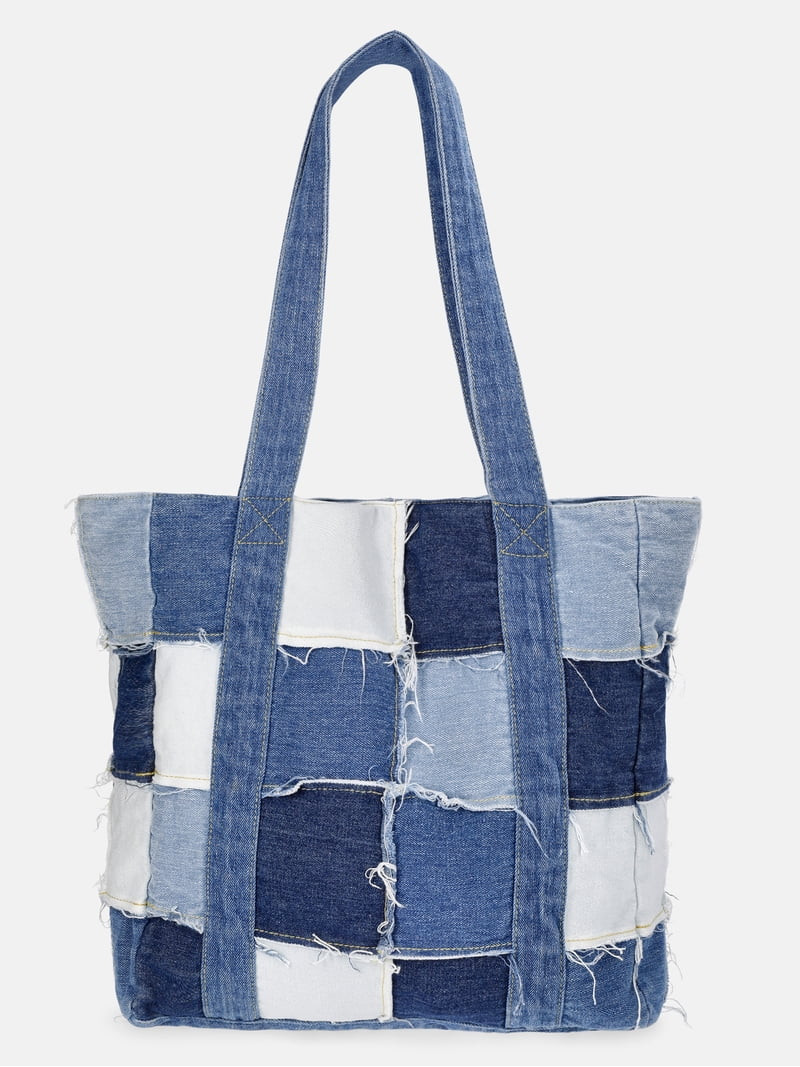 Kacey Lee Women's Denim Tote Bag, Denim Patchwork | Walmart (US)
