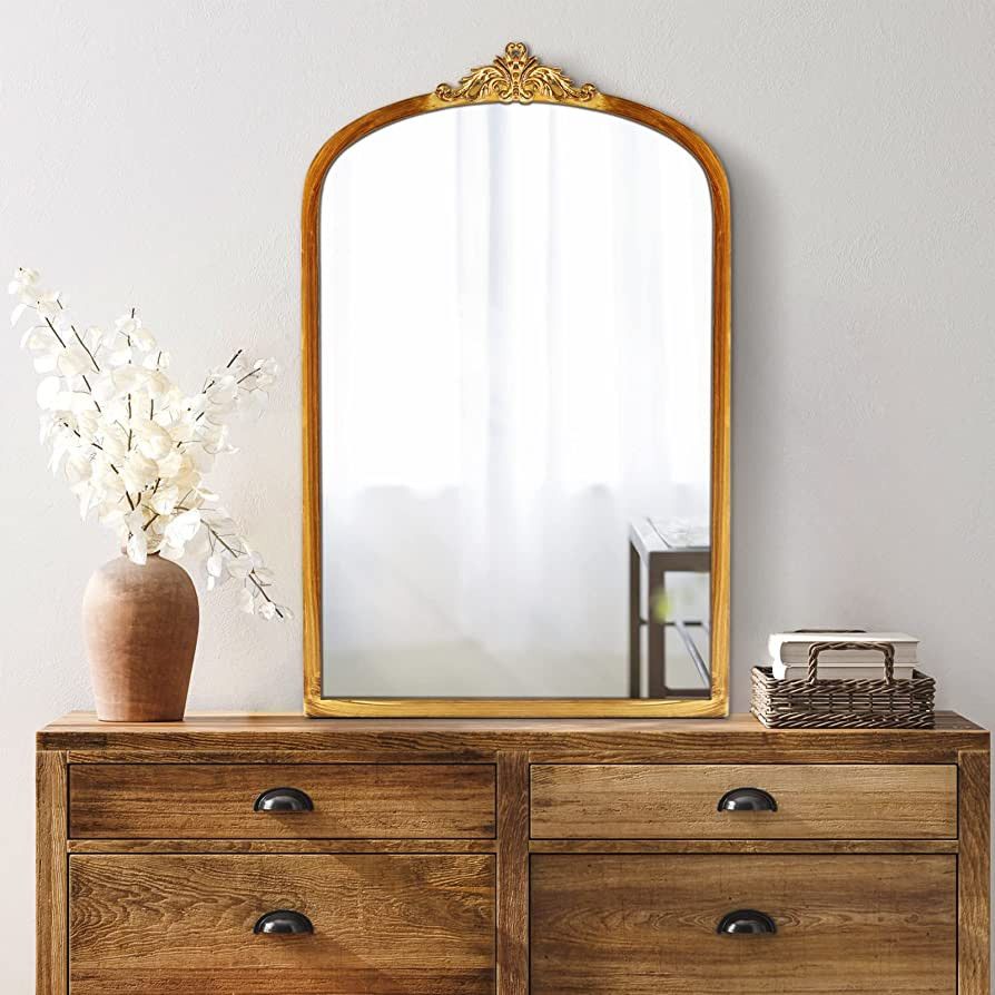 Cozdecor Antique Mirror Metal Frame Bathroom Mirror 32 * 20IN Brushed Bronze Gold Antique Wall Mi... | Amazon (US)