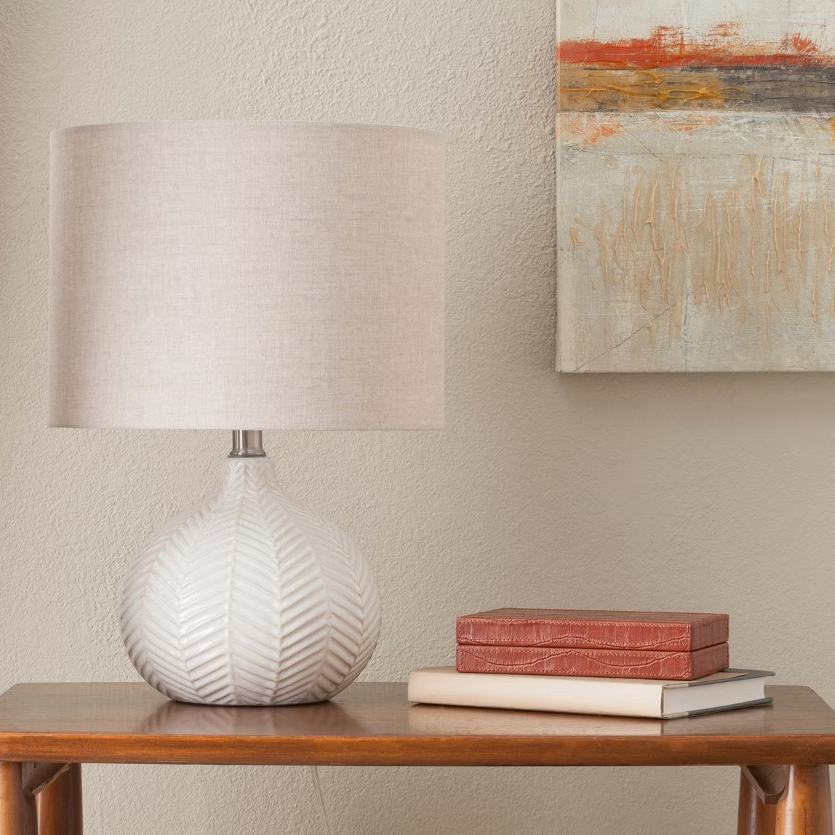 Textured Ceramic Accent Lamp Cream - Threshold™: Herringbone Pattern, No Bulb Included, UL List... | Target