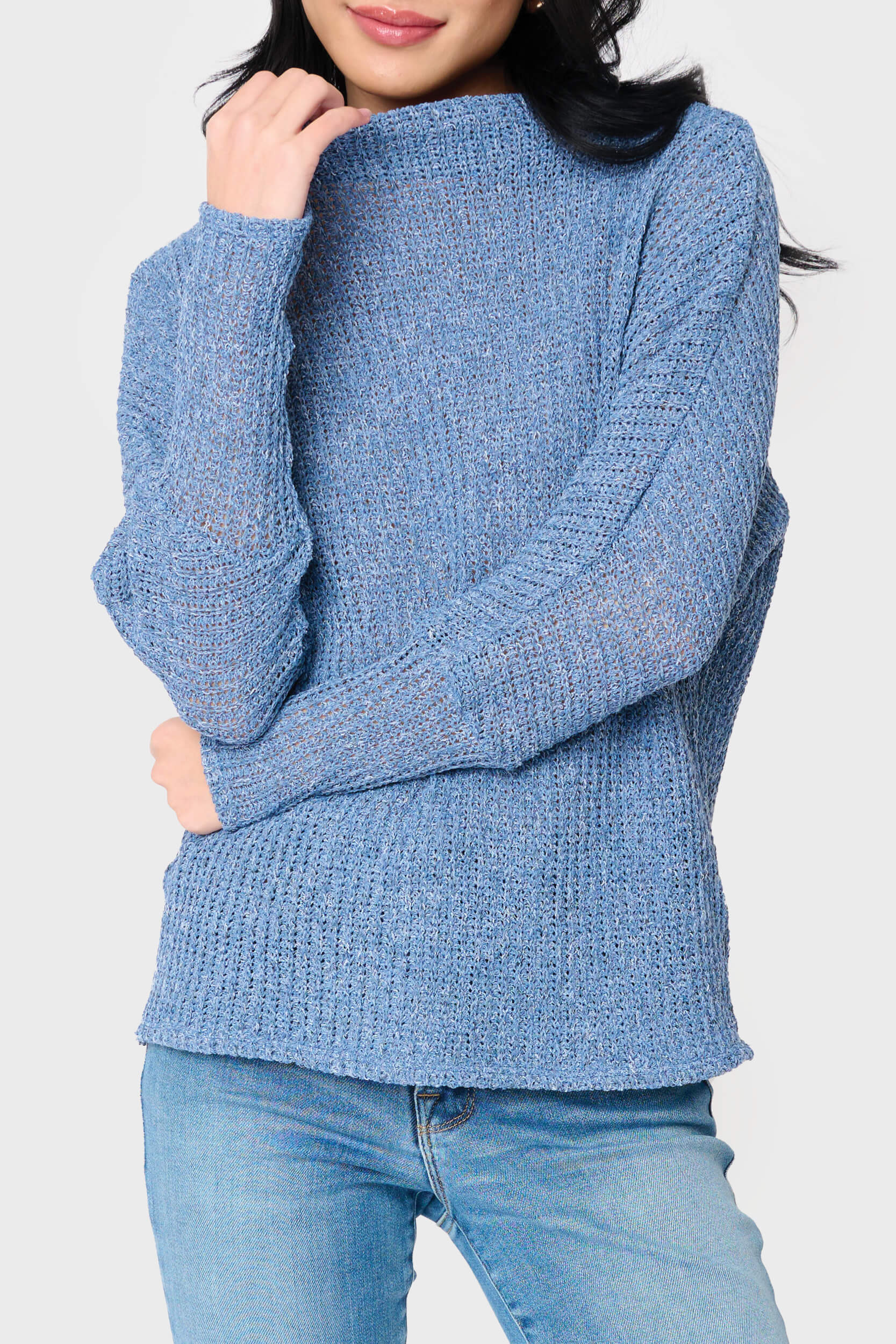 Slouchy Off Shoulder Open Stitch Sweater | Gibsonlook