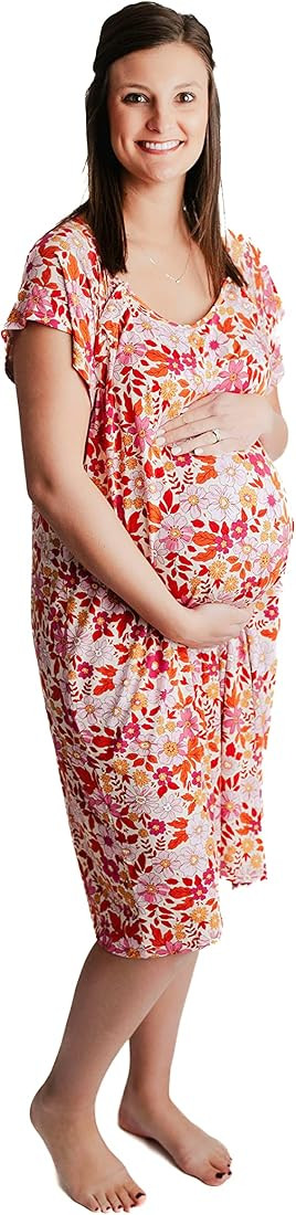 Three Little Tots Mommy Labor and Delivery Gown - Stretchy Soft Maternity and Nursing Nightgown | Amazon (US)