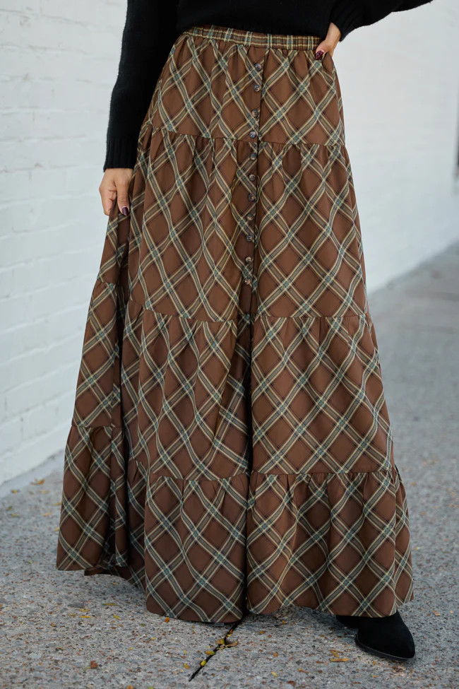 Cassidy Plaid Maxi Skirt | Pink Lily