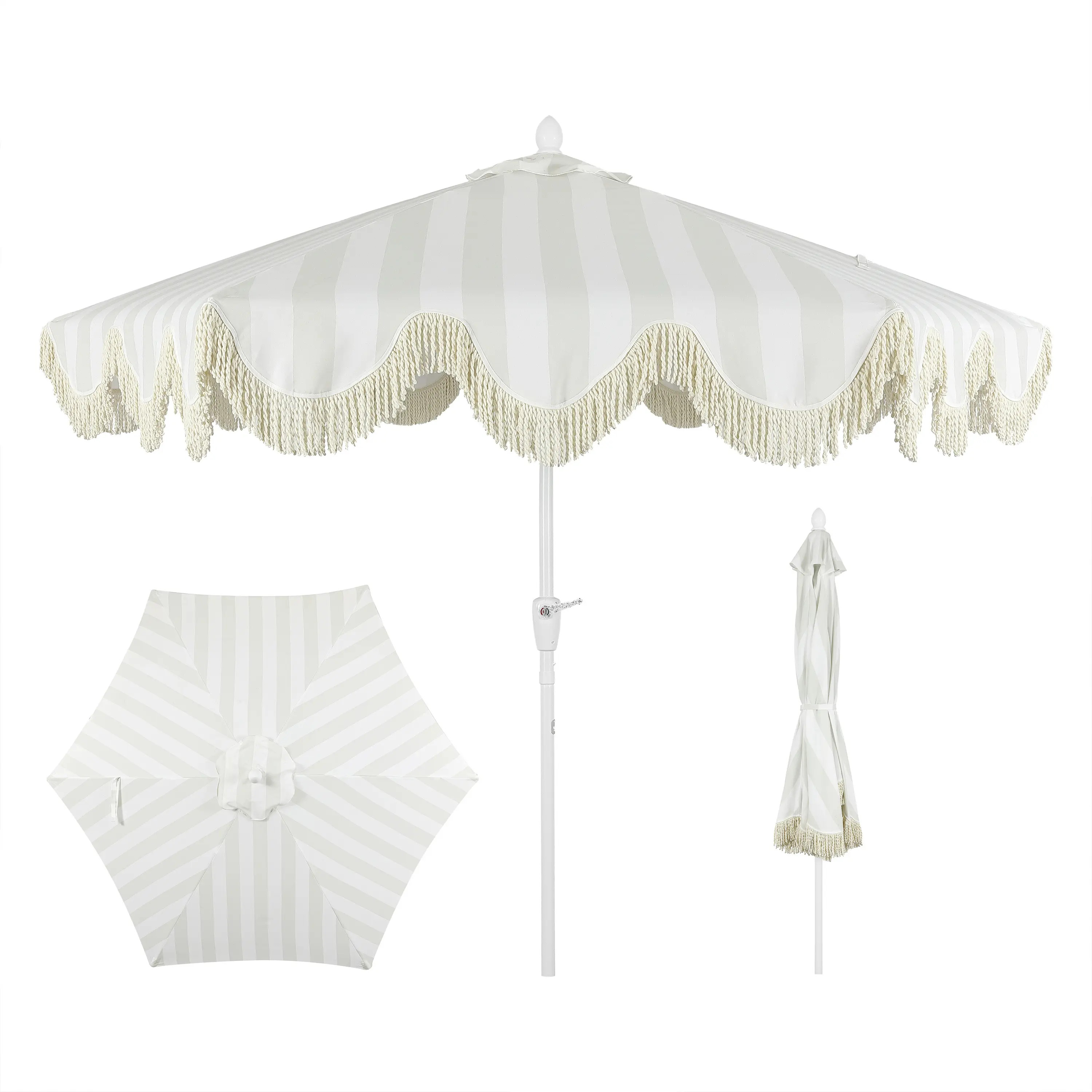 Collins Bohemian Fringe Outdoor Patio Umbrella with Crank Lift and Tilt, Scalloped UV-Resistant C... | Nordstrom