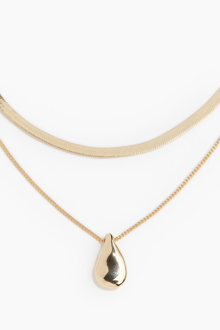 Two-strand pendant necklace - Gold-coloured - Ladies | H&M GB | H&M (UK, MY, IN, SG, PH, TW, HK)