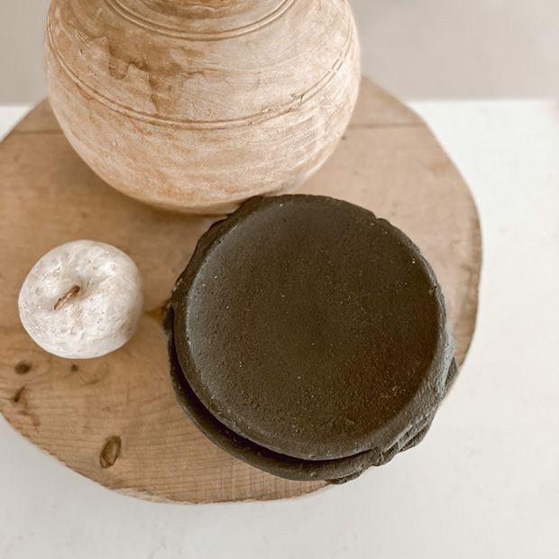 Rustic Carved Stone Saucer Set of 2 | Antique Farm House