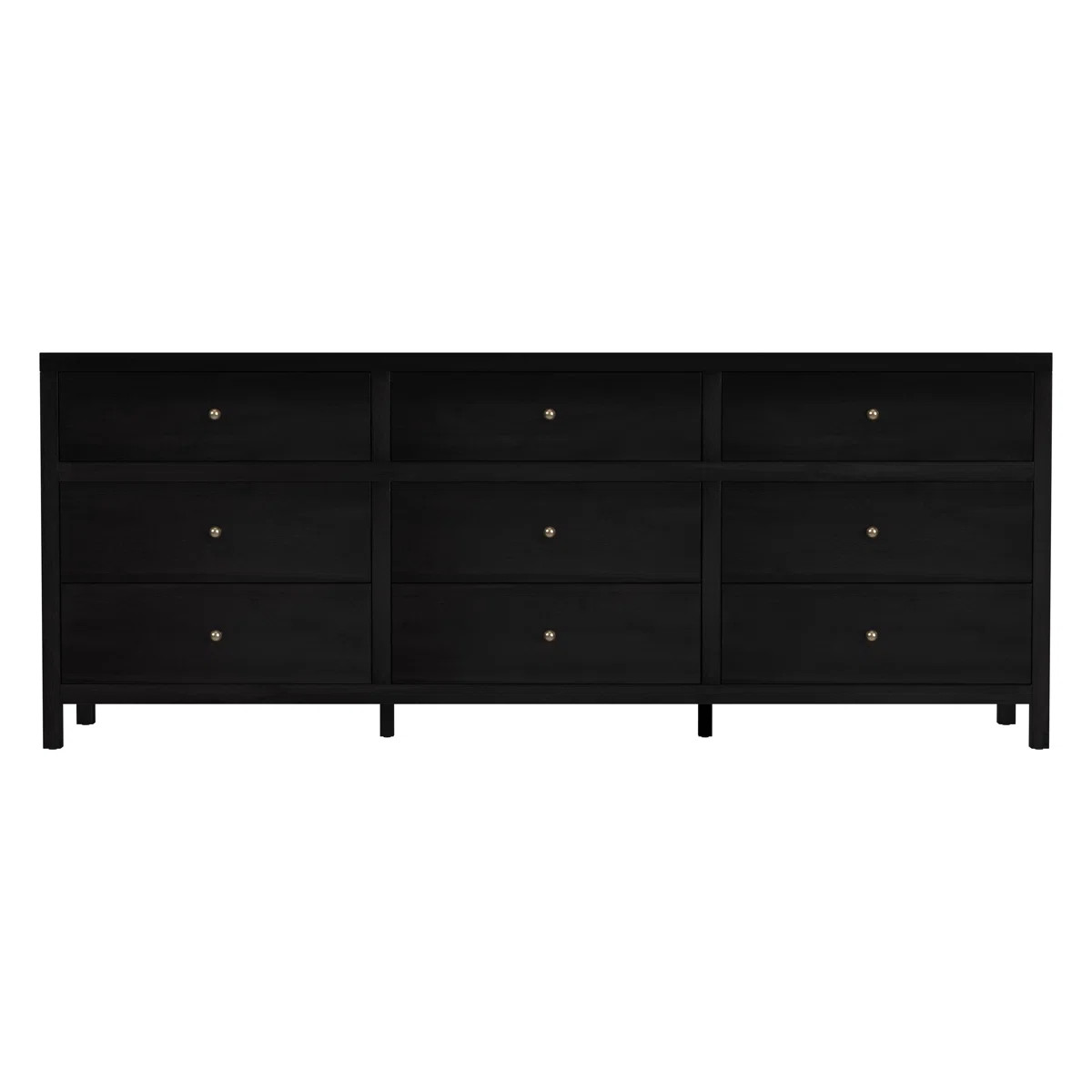 Celine 84 in. W Rectangular Wood 9 Drawer Dresser, Coffee Brown | Wayfair North America