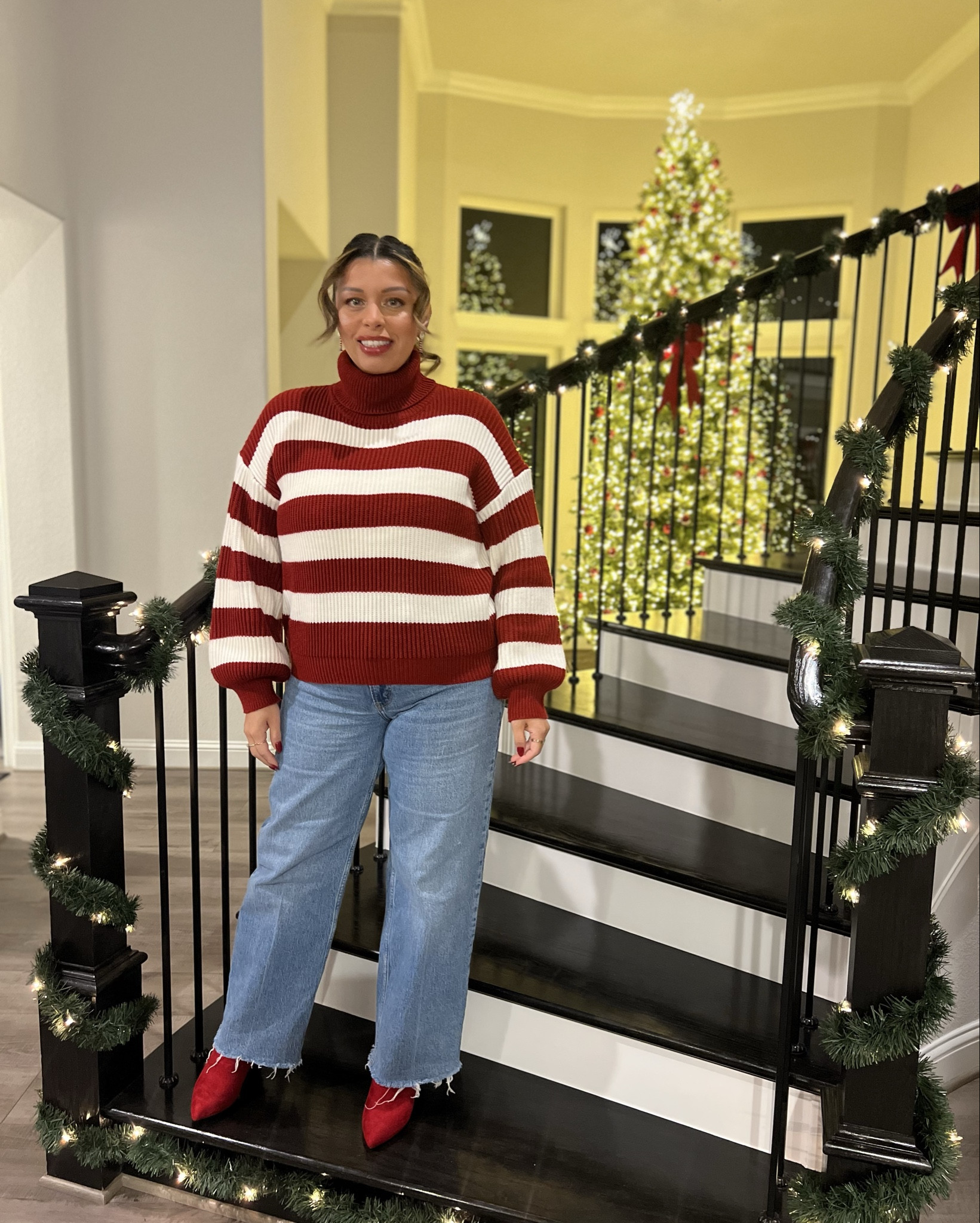 Holiday outfit, work from office. Abercrombie jeans, shein sweater, banana republic coat, marc jacobs purse, amazon boots

#LTKWorkwear #LTKHoliday #LTKStyleTip