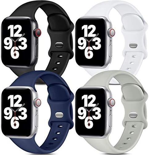Dirrelo Band Compatible with Apple Watch Bands 42mm 44mm, [4-Pack] Soft Silicone Strap Wristbands... | Amazon (US)