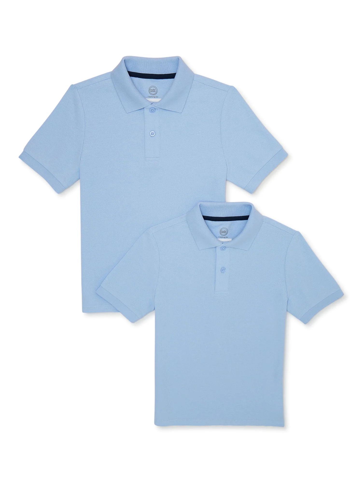 Wonder Nation Boys School Uniform Pique Polo Shirts with Short Sleeves, 2-Pack, Sizes 4-18 & Husk... | Walmart (US)