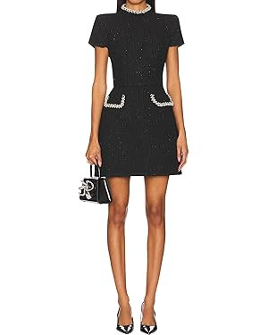 LuFeng Womens Sexy Short Sleeve High Neck Pearls Mini Dress Party Clubwear Club Bodycon Short Dre... | Amazon (US)