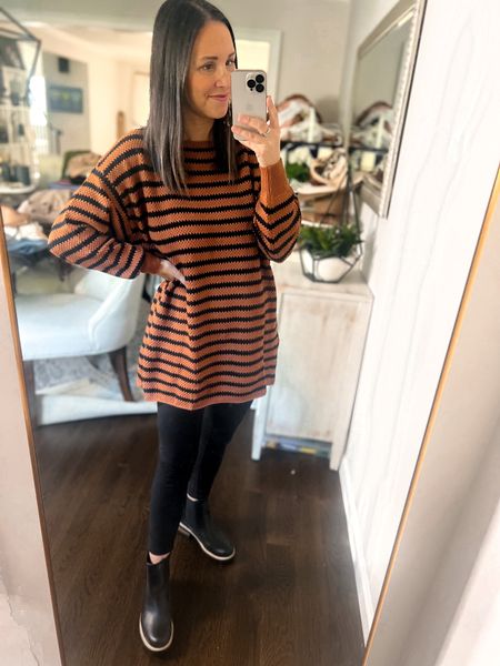Thanksgiving outfit! Love this comfy sweater - size small. These leggings are my favorite too! Super soft & very affordable! Come in a 3 pack! 

#LTKSeasonal #LTKunder50 #LTKsalealert