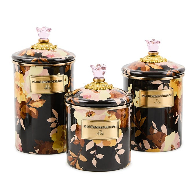 Wild Rose Brown Canisters, Set of 3 | MacKenzie-Childs