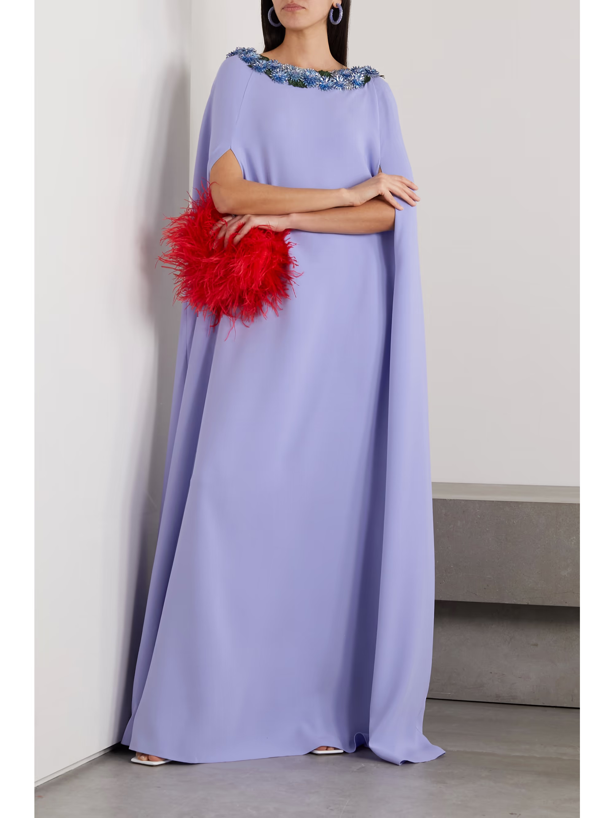 Cape-effect crystal-embellished stretch-silk gown | NET-A-PORTER (US)