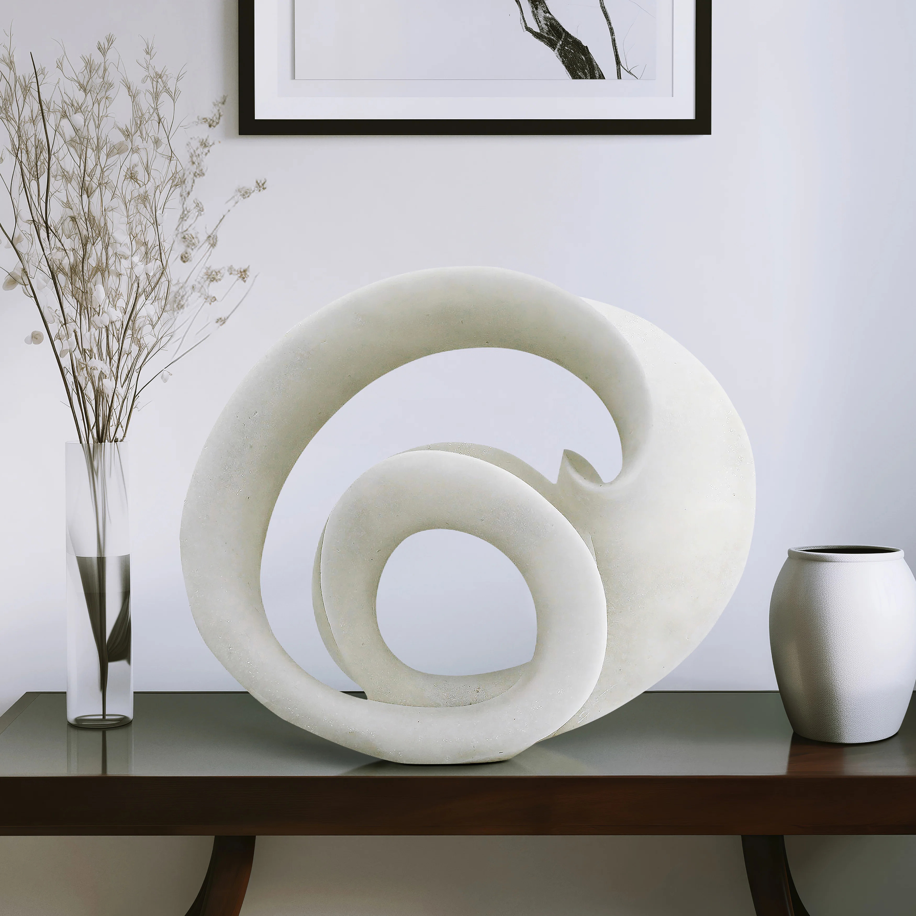 Elysia Decorative Object Resin Modern Abstract Sculpture 20” White for Home, Office, Bedroom, a... | Wayfair North America