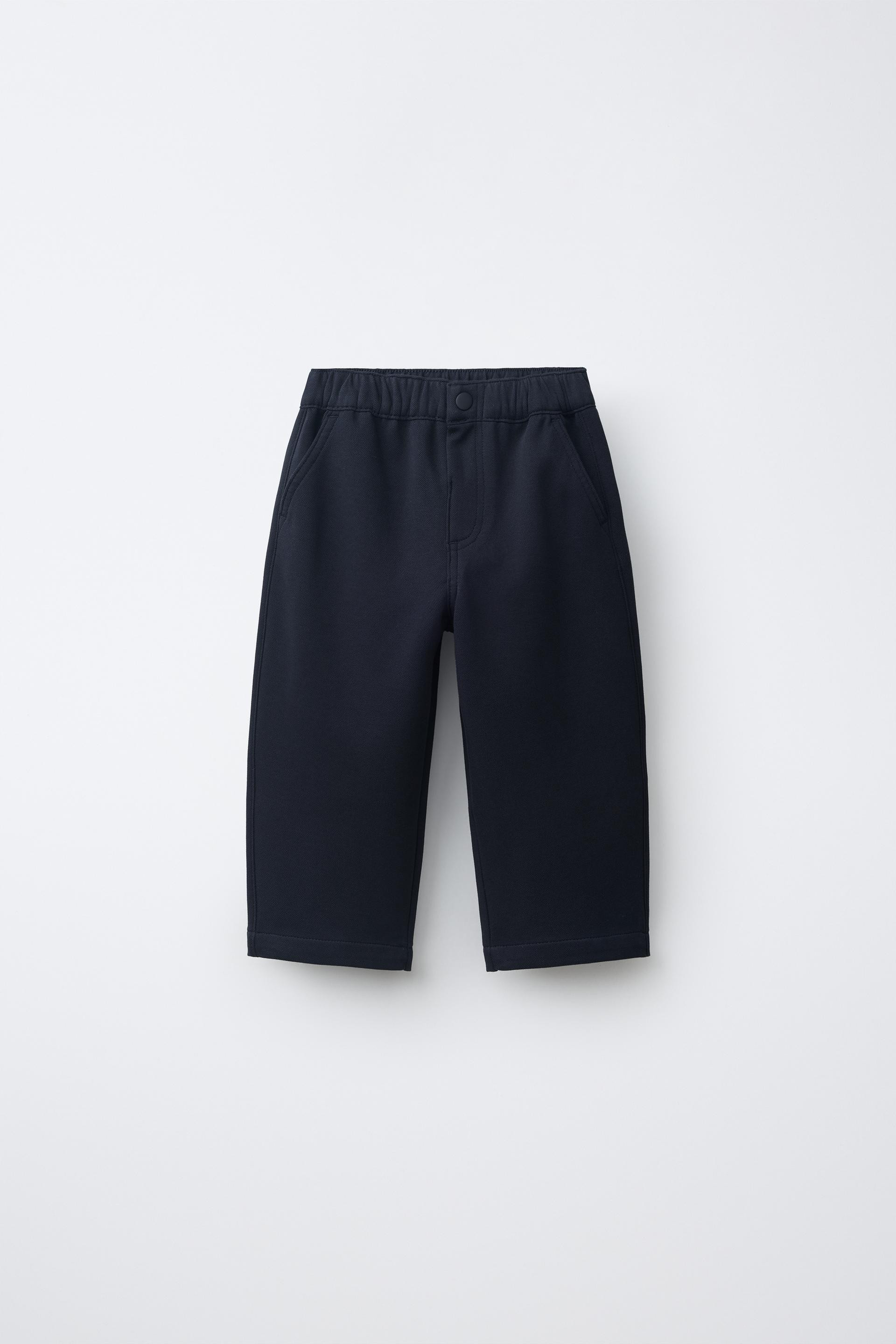 Zara - Solid Comfort Trousers - Navy Blue - 3 Years (38,6 Inches) - Kids | Zara US