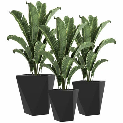 Set Of 3 Planters With Drainage Holes, Flower Pot Planter For Indoor, Outdoor | Wayfair North America